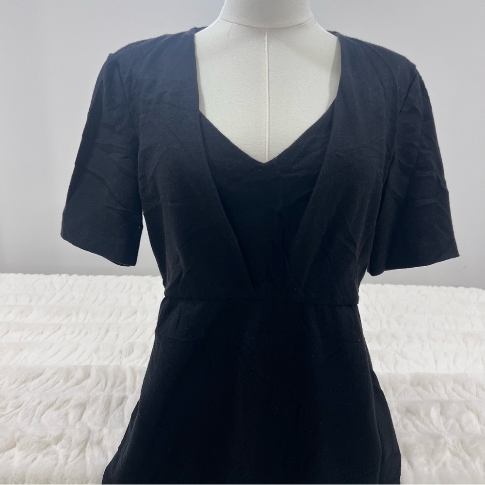 Jil Sander Black Short Sleeve Wool Mini Dress - Picture 3 of 6